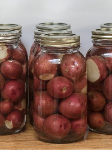 Quart jars of raw red potatoes