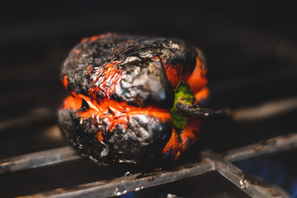red bell pepper finished charring