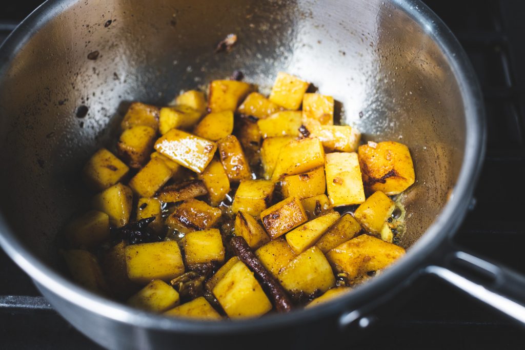 sauteing butternut squash with spices