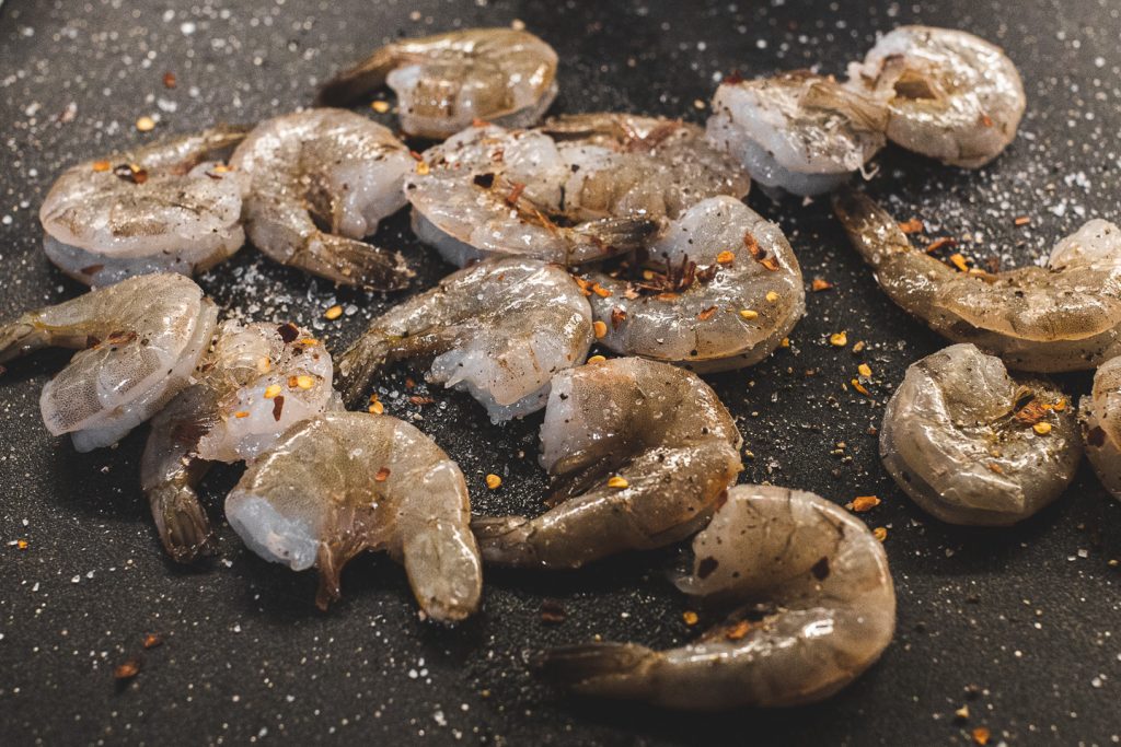 seasoned shrimp deveined with shell on [copyright david lewetag ii]